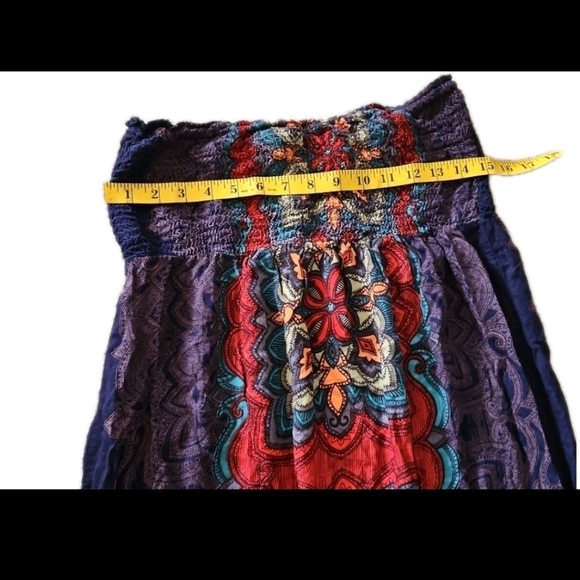 Angie Womens Floral Maxi Strapless Smocked Dress L - Picture 10 of 11